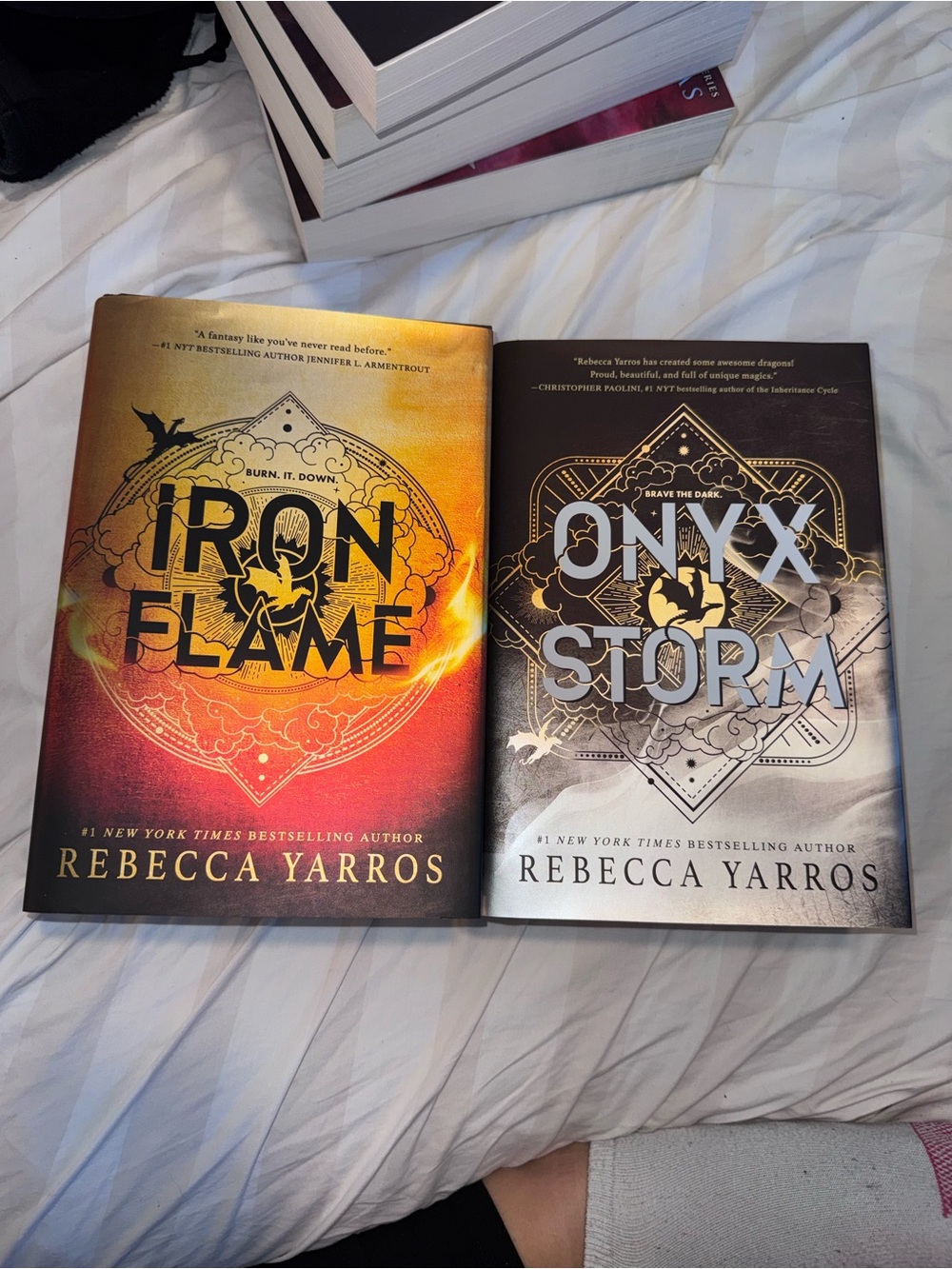 Rebecca Yarros Iron Flame Hardcover Book - Red and Gold Cover